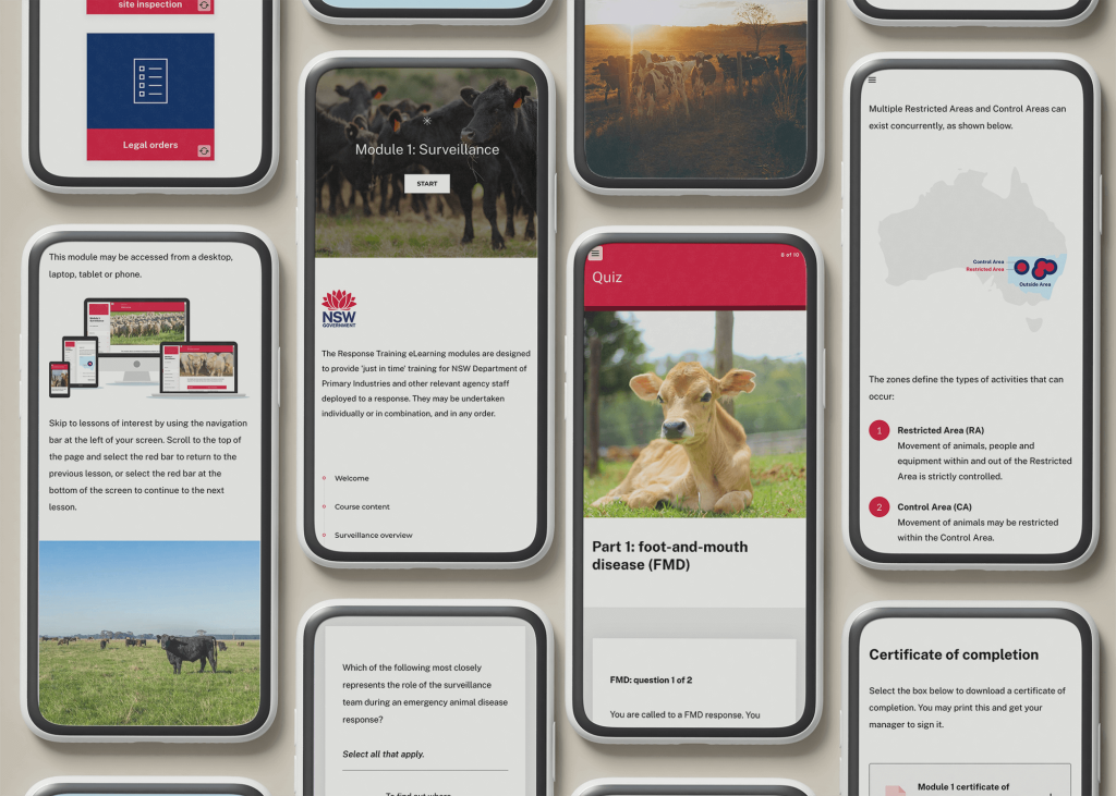 NSW DPI biosecurity module 1 mobile screens
