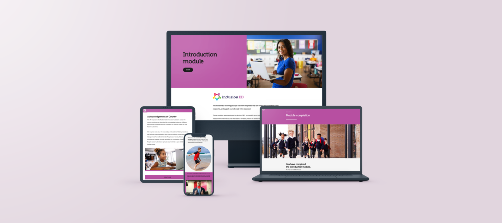 Autism CRC: inclusionED 10 inclusionED eLearning mockup