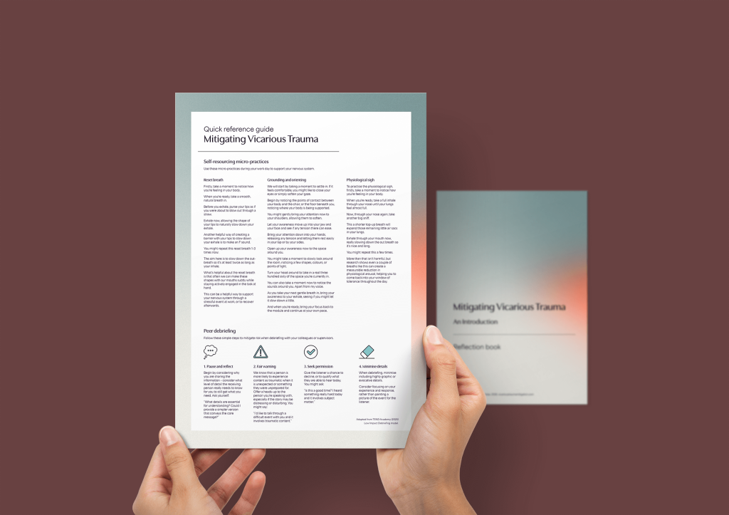 Mitigating Vicarious Trauma 11 Vicarious Trauma quick reference guide and workbook