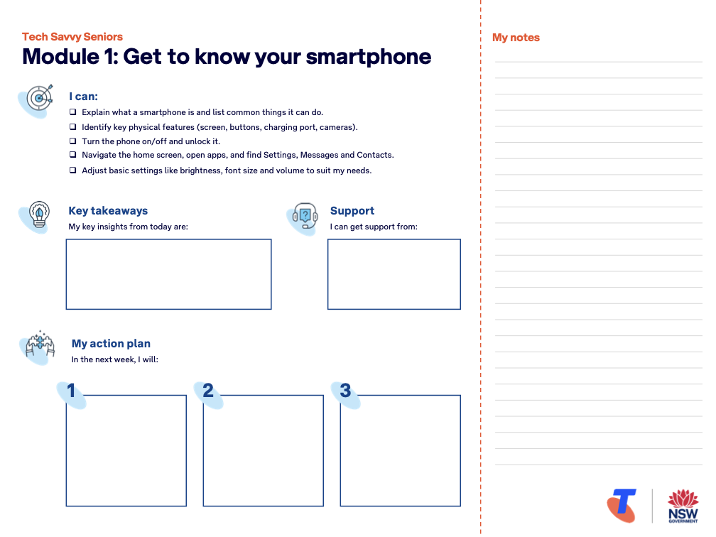 The science behind note-taking and learning retention 5 Telstra’s Tech Savvy Seniors program incorporates learning canvases to support reflection, capture key insights, and help learners apply new skills through structured note-taking and action planning.
