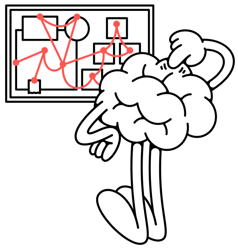 Illustrated brain waving from a laptop screen